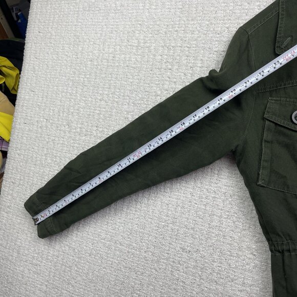 Y2K Vans Button Up Military Green Canvas Utility Jacket Pockets Tech Women S - Picture 8 of 12